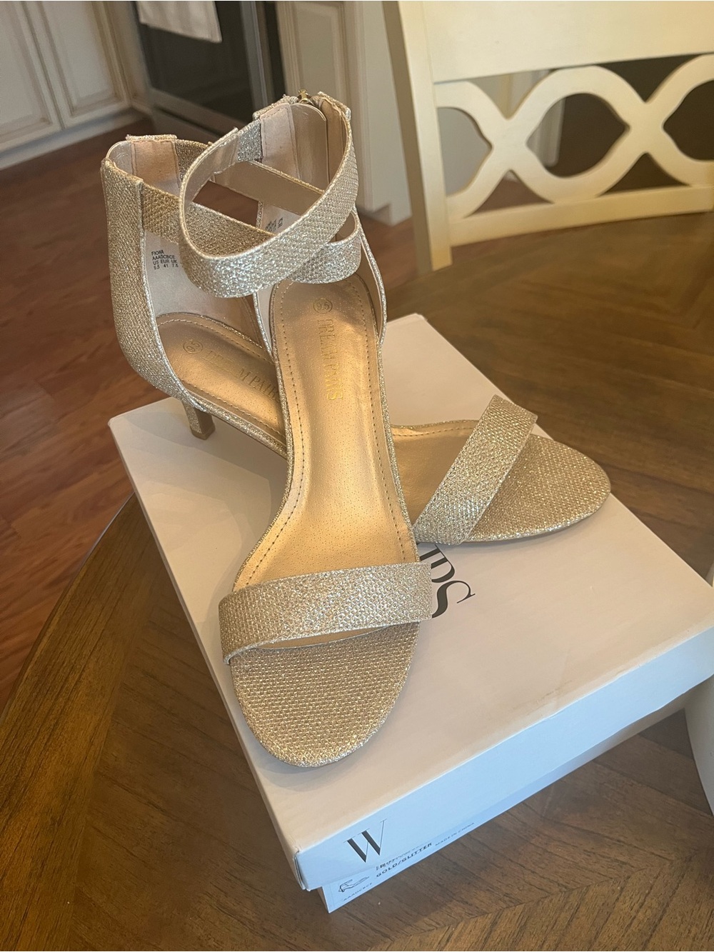 Dream Pairs Gold Glitter Ankle-Strap Heels